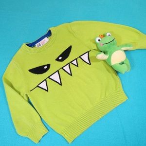 H&M Green monster sweater 2T Halloween (0540)